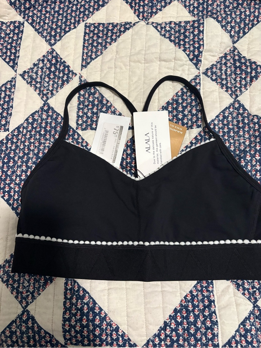 Alala Jolie Bra Top Black White Trim Medium NWT